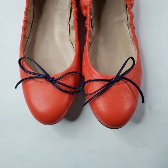 J. Crew Orange Leather Flats with Black Bow - Picture 7 of 7